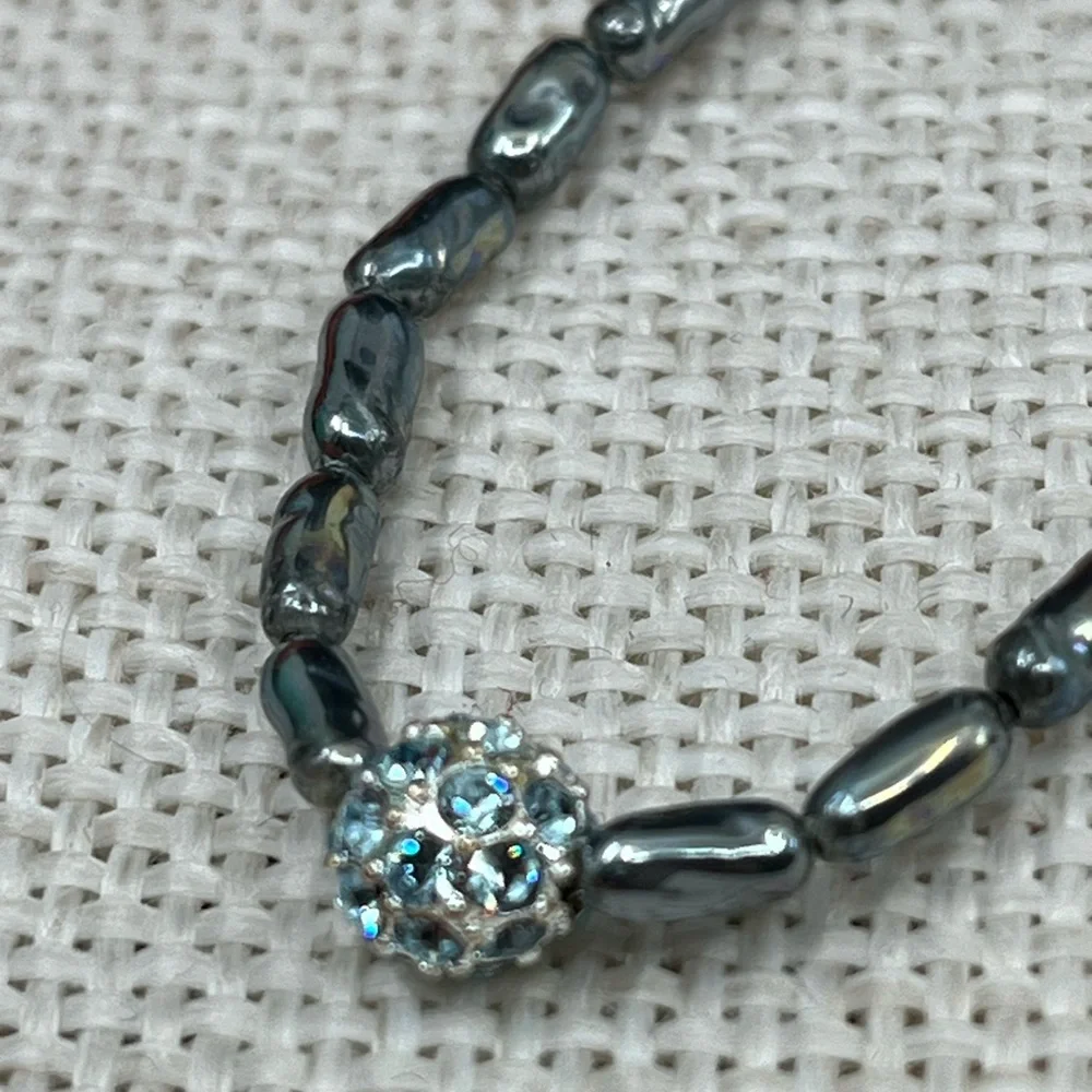 Vintage Hematite and Rhinestone Accented Bracelet – 8” - Picture 7 of 16